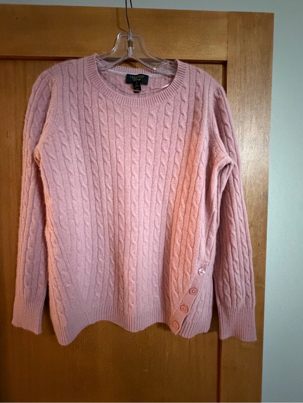 Charter Club Luxury 100% Cashmere Cable Knit Sweater – Soft Pink -Med - Like New